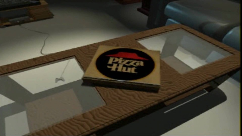 With mysterious pizza. 