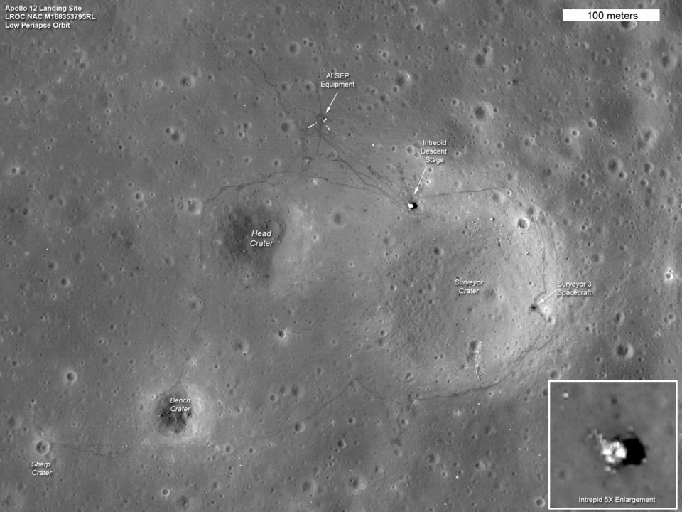 Apollo 12 - you can see Alan Bean and Pete Conrad's footprints