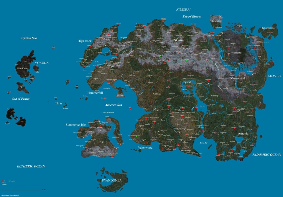 There's a map of the whole of Tamriel.