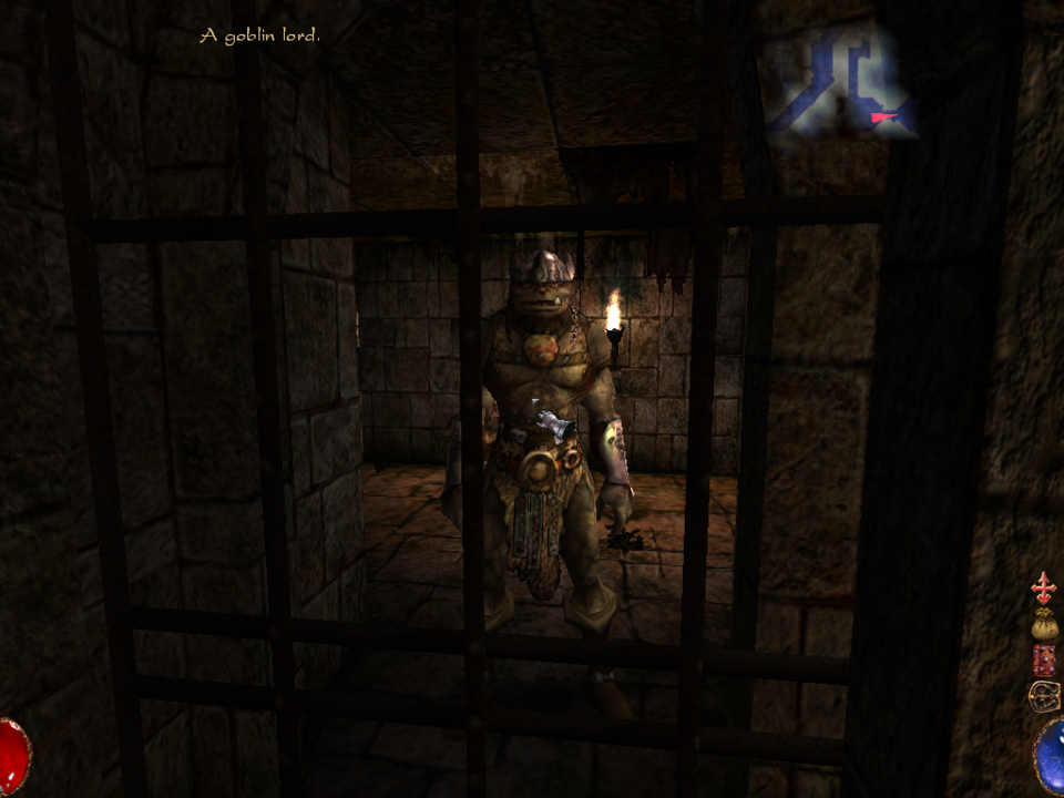 Convincing this goblin to open the portcullis is just one of many allusions to Ultima Underworld.
