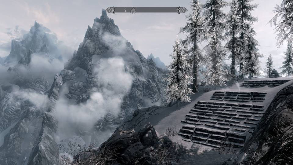 In Skyrim, the shortest distance between two points almost always involves a mountain.