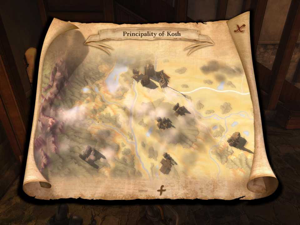  World map of Drakensang, after you do the main quest in each location it is locked, and you can't return.