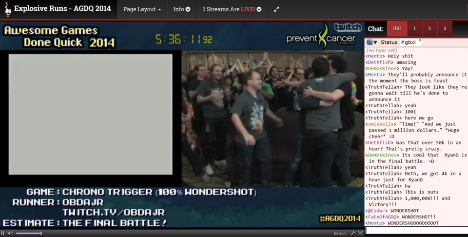 Everyone watching AGDQ also exploded with excitement!