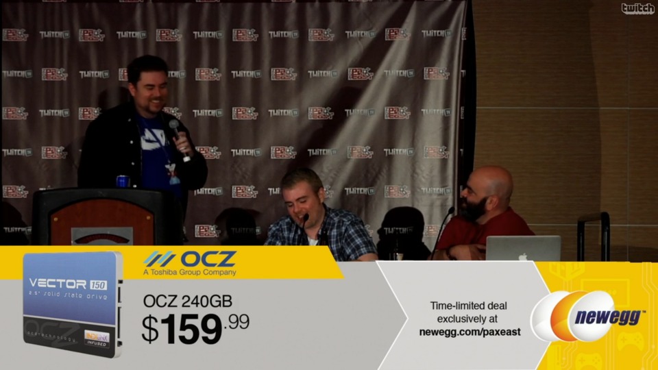 GB PAX Panel 2014, sponsored by Newegg, presented by SMITE, ushered in by random Mr. Clean ads.