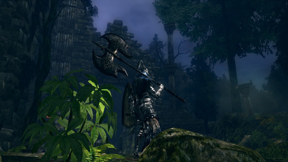 Dark Souls, in the Darkroot Gardens taking a break after some PVP. Wearing the armour of Artorias. One of the best RPGs of this generation.