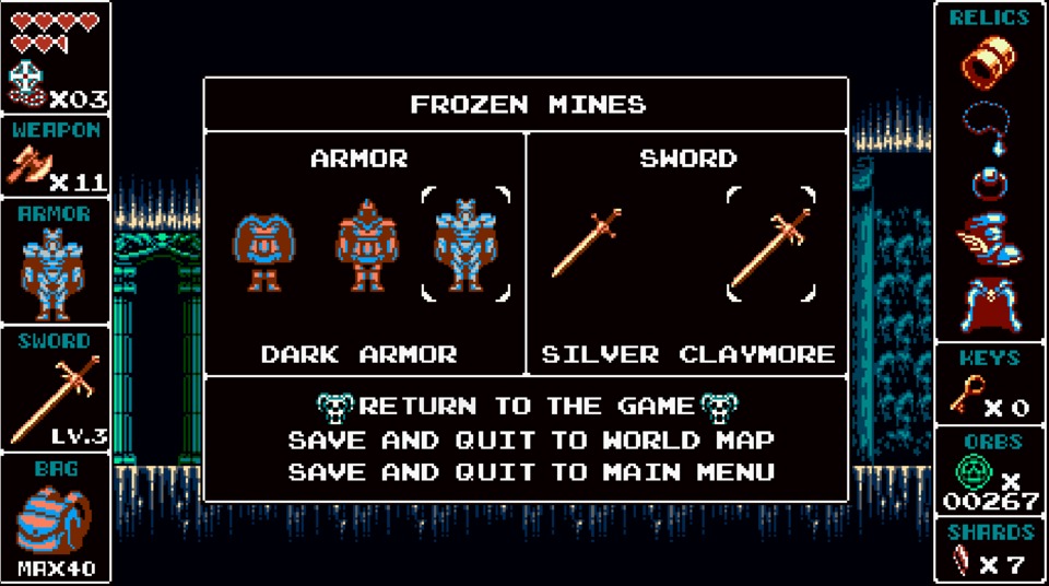 This was my status screen at the end of the game. I am still missing a lot of collectibles, and I somehow managed to skip an entire sword upgrade.