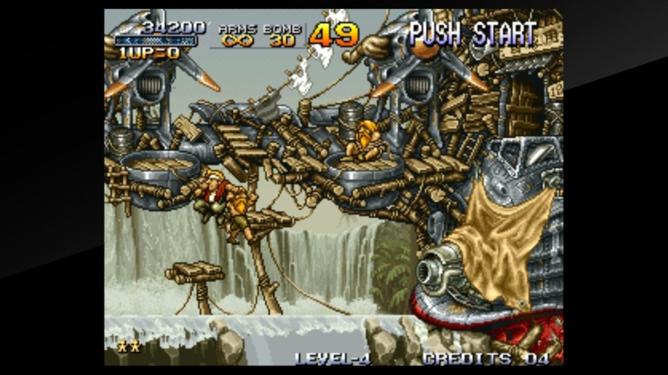 Metal Slug is still the pinnacle of 2D Pixel Art and may never be topped. It is also the pinnacle of slowdown. And cheap $*!#ing bosses. That tank with the rail gun is bull$%^&. It's also not Ninja Spirit, which is fantastic! 