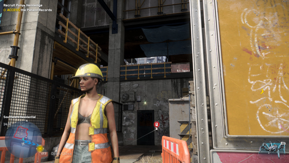 Some characters have special outfits that let them sneak into construction sites, medical facilities, or police stations without being detected unless they act suspiciously. Unfortunately the game doesn't recognize anything beyond whether you have the outfit on or not, so nobody suspected that my shirtless construction worker might not actually be on the job.