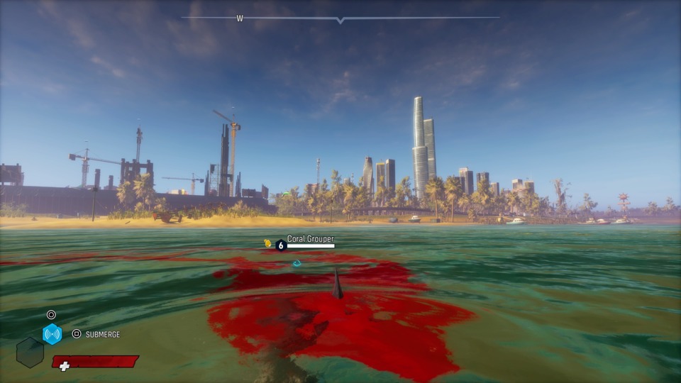 A shark fin, a pool of blood on the ocean's surface and a South Florida City. Seems like the perfect set up for a great video game! 