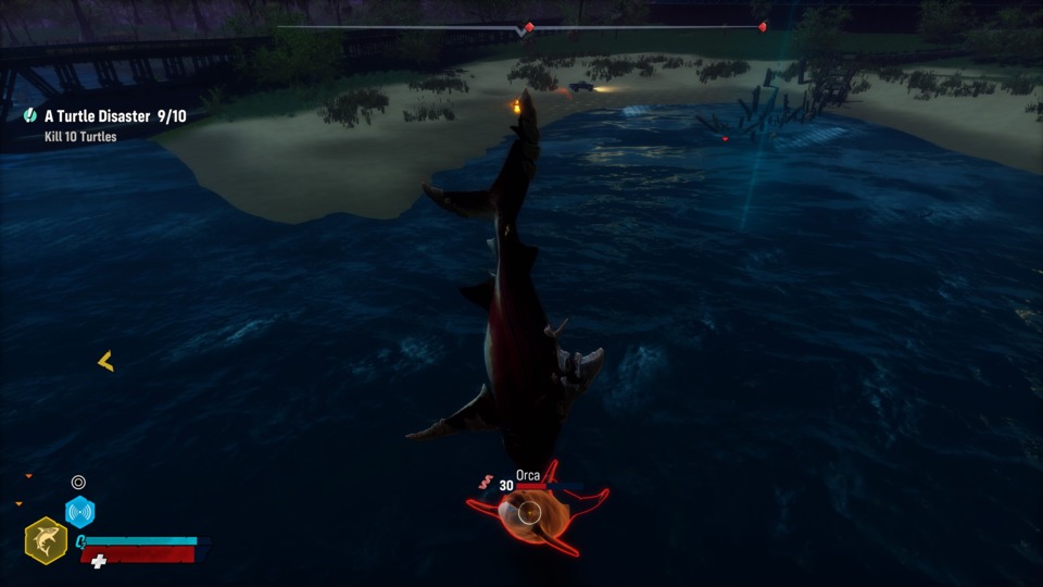Orcas don't hunt in pods in this game but they can bounce you out of the water, which is at least a change from most combat. 