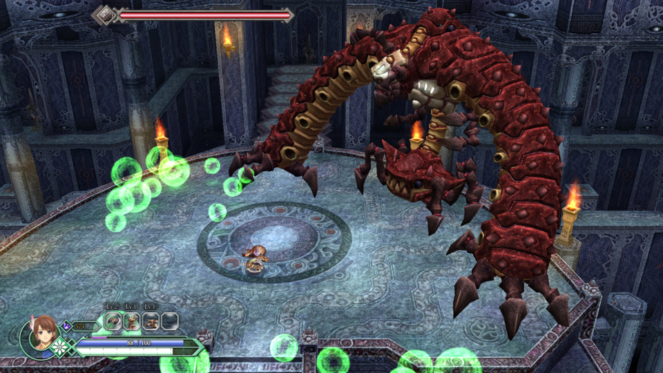 The bosses are the only polygonal enemies in the game, though there are some large sprite bosses too. They have unique mechanics, multiple phases, and are almost all fun, challenging fights. If I were to give one reason why someone might want to play Ys Origin it would be these boss fights, which are better than those from the vast majority of modern games. 