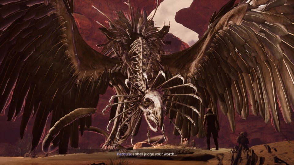 Do you like giant skeleton winged serpents in the desert? Me too! The game can be gorgeous when it is leaning into the source material and imagery but instead chooses to spend the vast majority of its time in offices and warehouses. Or should I say werehouses? No. I shouldn't. 