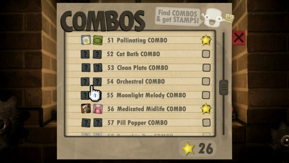 Welcome to the combo list. This gives you your objectives, but you have to figure out the exact ingredients from the name. 