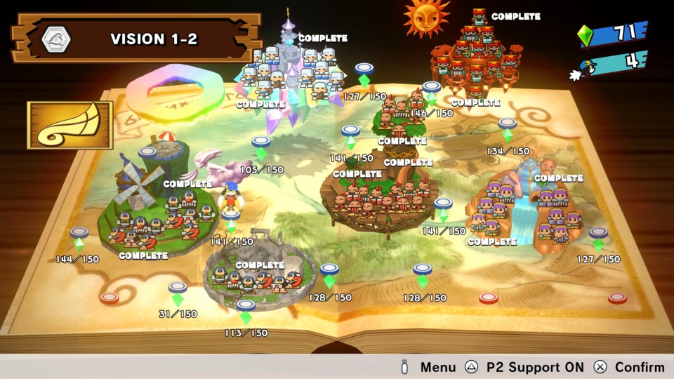 The beautiful stage selection screen shows that Klonoa 1 is something of a fairytale and it still works well. 