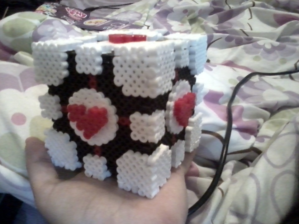 BAM! Finished my portal cube. Your perler creations fail compared to mine bwahahahaha