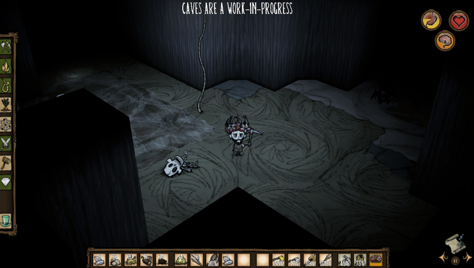 Though closer to a complete game than it once was, Don't Starve is still a beta in many ways. For instance, the underground sections are incomplete, which is why you'll simply get assaulted by every spider in Christendom until you leave the way you came.