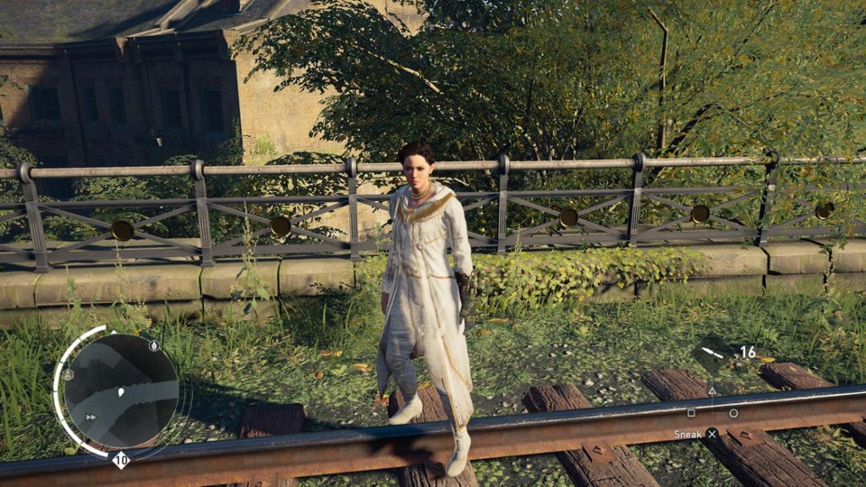 The prize for completing one of the game's many sets of collectibles: a leftover Lord of the Rings costume with built in visual glitches.