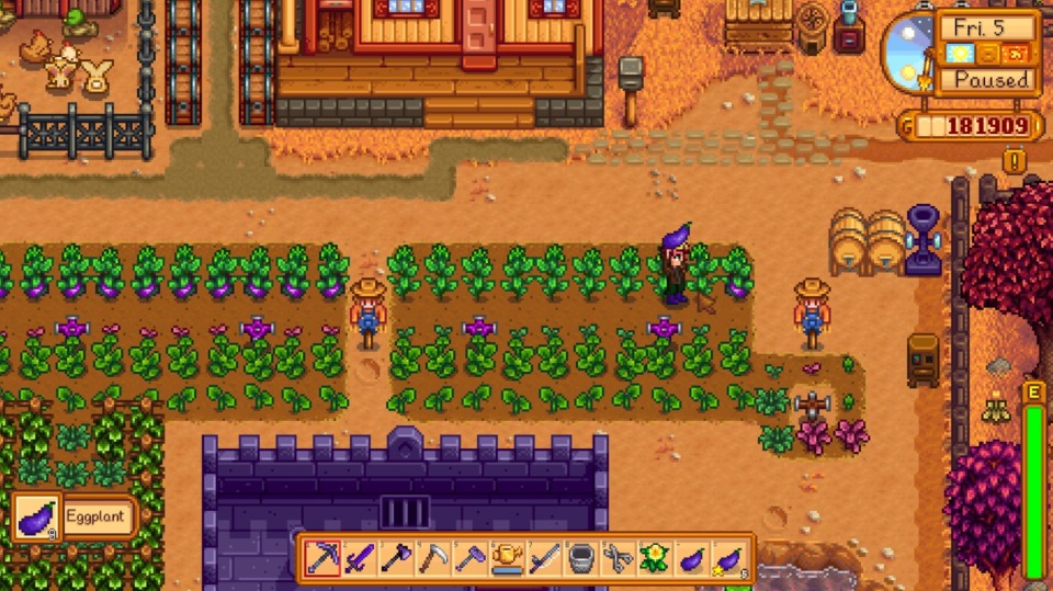 Just call me the eggplant wizard. Also, life is so much easier with four or five Iridium sprinklers.