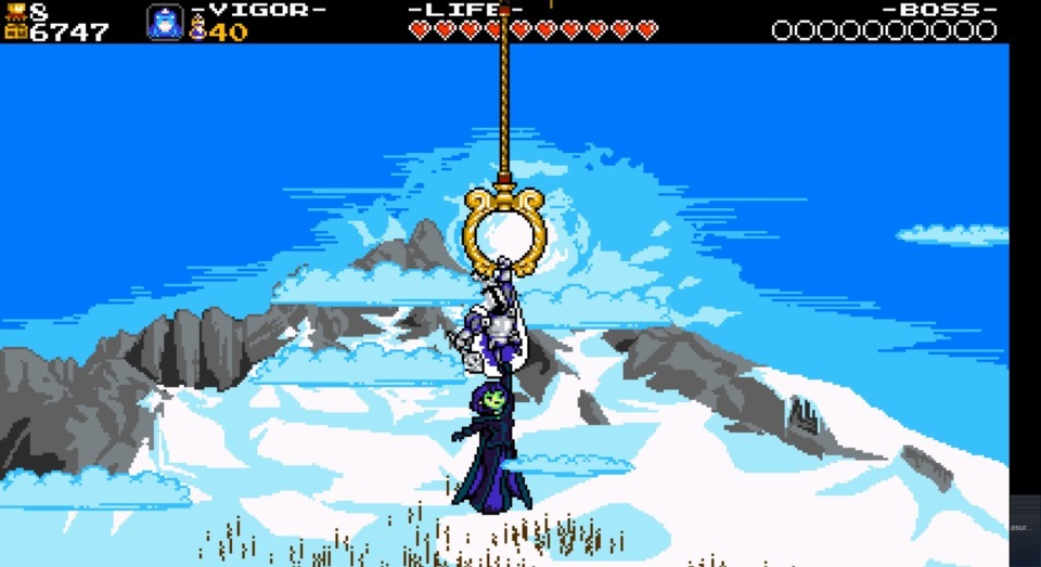 I kinda love that every stage ends by clinging onto this ring, which is hoisted through the air by propeller rats. How King Knight got them to follow his orders is anyone's guess.
