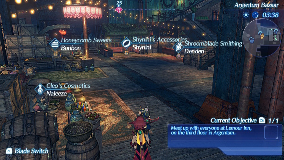 Economy plays a huge part in XC2, and most population centers seem to have at least a dozen storefronts with distinct stock to sell. By improving the economy by helping the populace and buying stuff, these storefronts gain even more inventory.