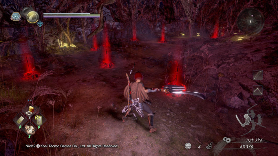 Something I almost forgot to mention: player revenants! These bloodstains are much like the ones in Souls, in that they indicate where a player died. One big difference is that if you activate one, that player's ghost comes to life and tries to kill you. (You get PvP points and loot for beating it though!)