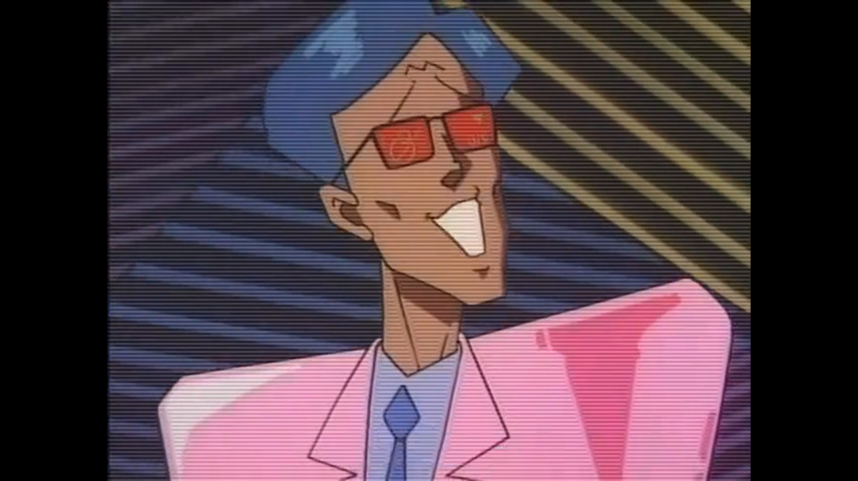 One of the few new characters added to Bubblegum Crash is this news announcer dude, a not-so-subtle nod to cyberpunk icon Max Headroom. He even does the jittery head movements.