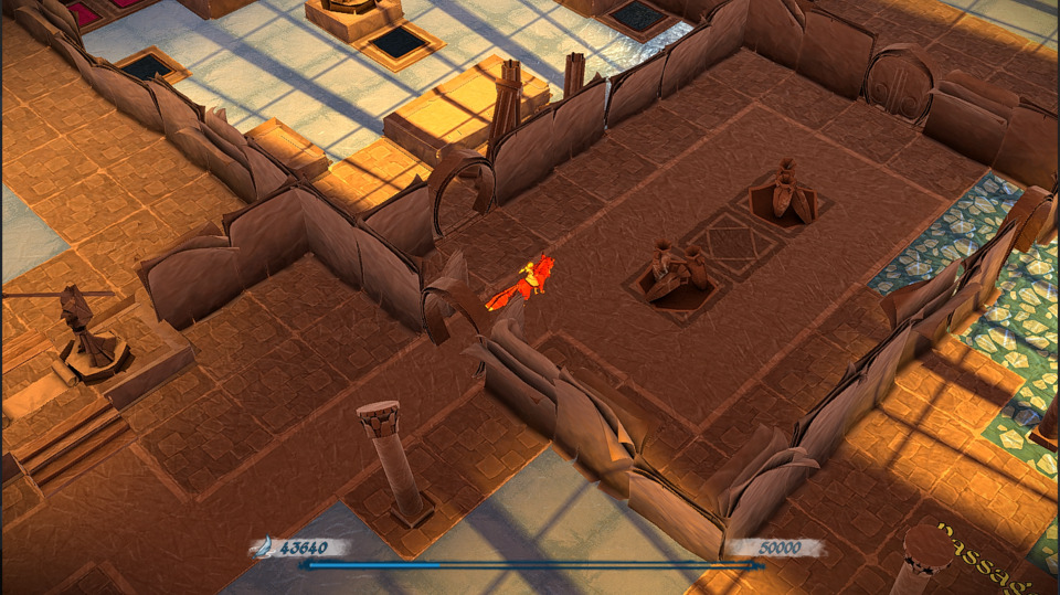 Being a Zelda-like game, Epistory is full of that franchise's typical dungeon puzzles. The room to the north, for instance, has one of those slidy ice floors where you keep going in one direction until you hit something. The room to the right requires the dungeon's new ability to get through.