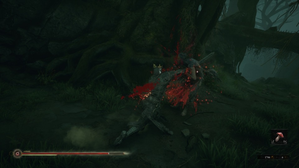I like a tasty parry. Don't think this guy's getting back up. S'fine, more mushrooms for me.