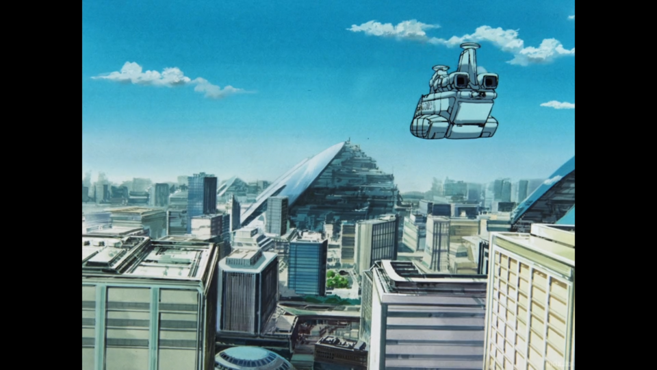 One of many great shots of Olympus City. I like the subtextual storytelling here, with those massive glass pyramid housing centers still in the process of being built: the city is barely a few years old, after all, and is anticipating a population boom of humans in due course.