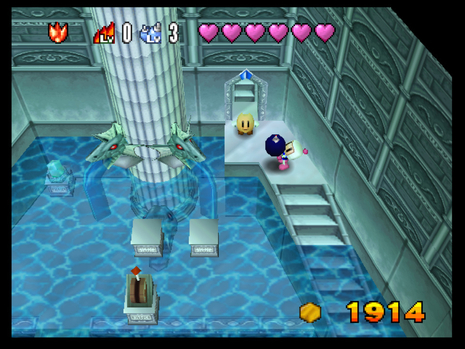 Aquanet has a bunch of water-level lowering puzzles, as you might expect from any N64 water temple level. It's usually pretty obvious where the water's coming from if you need to stop the flow.