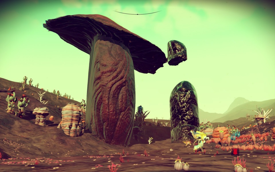 This planet had a lot of mushroom shaped rock structures.
