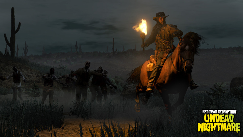  Marston riding on a normal horse, equipped with a torch