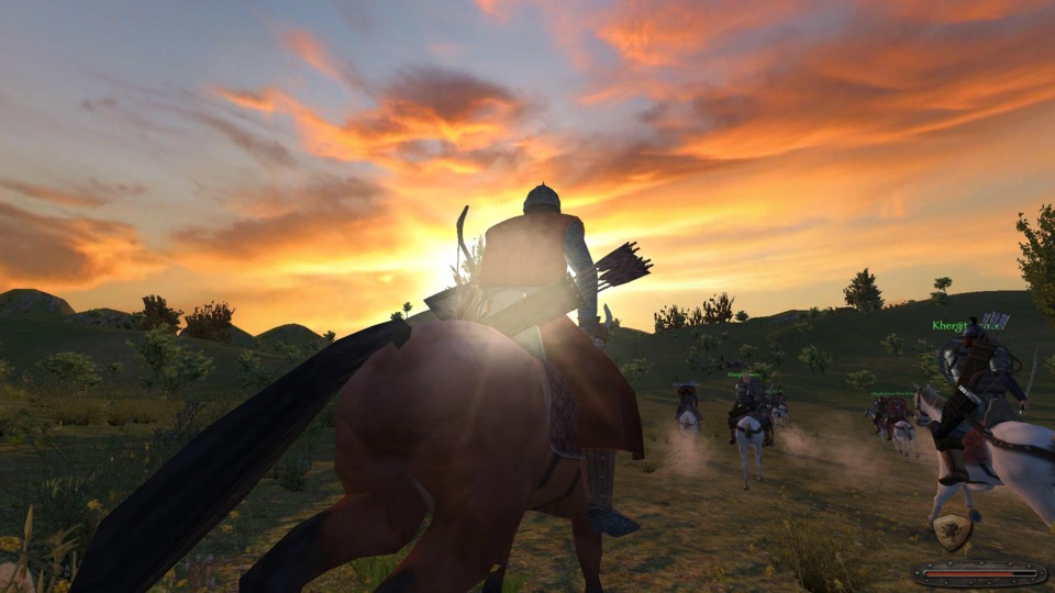 A sunset, and the back end of a horse.