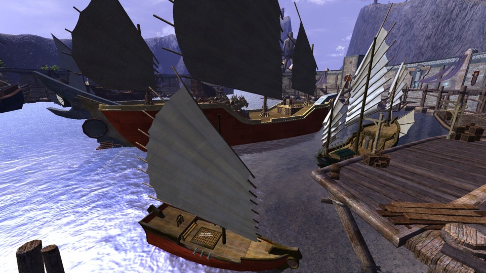  A kojani style sloop, caravel, and galleon docked in Khal.