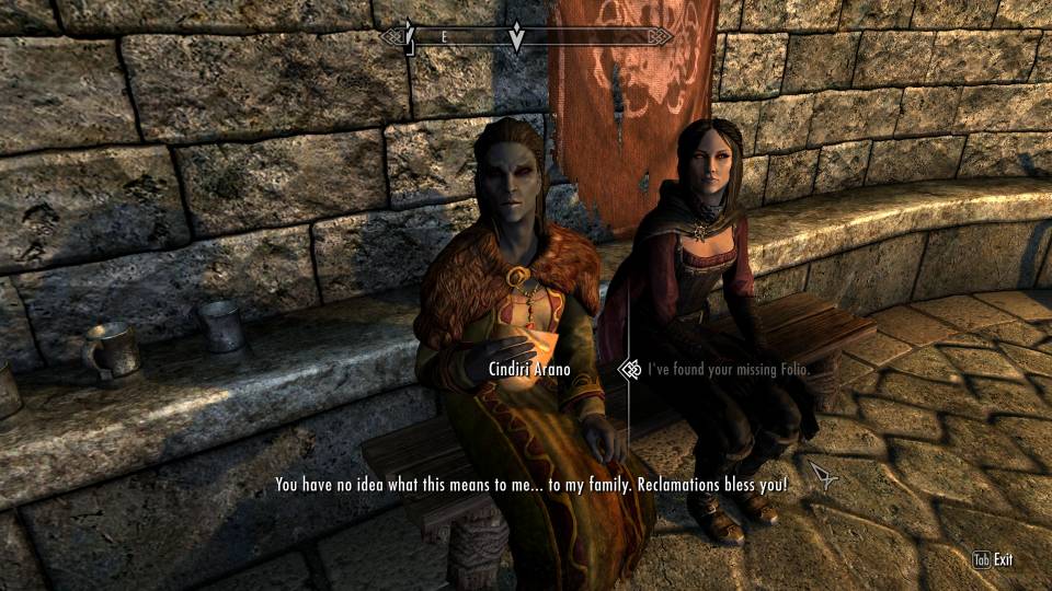 Serana likes to sit or cook or do something every time you stop for like, four seconds.