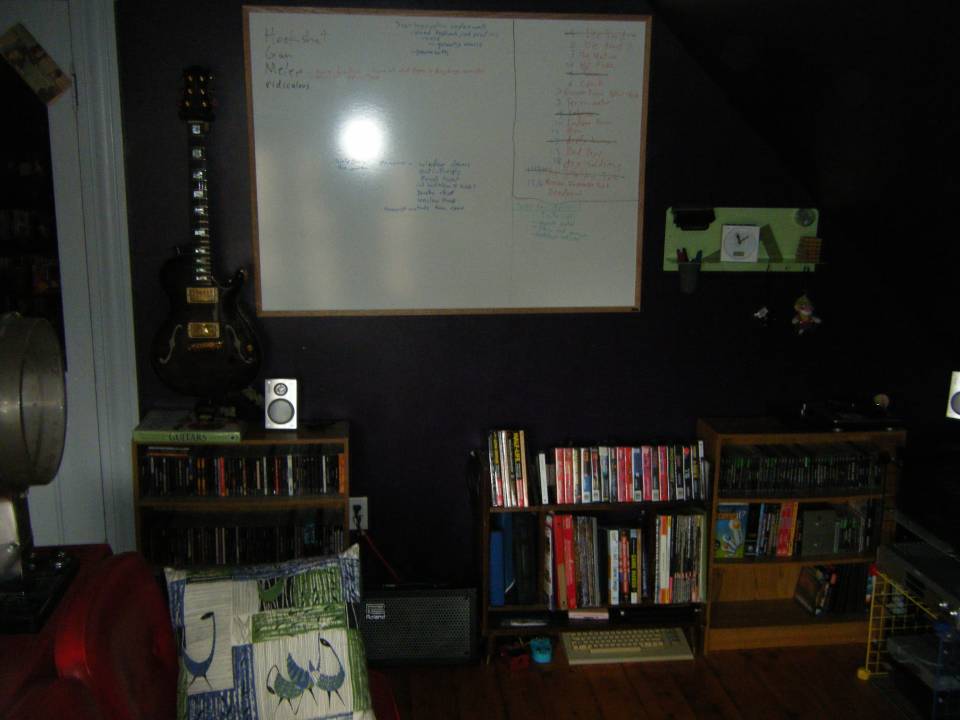 That whiteboard is aiding in the development of a great video game.
