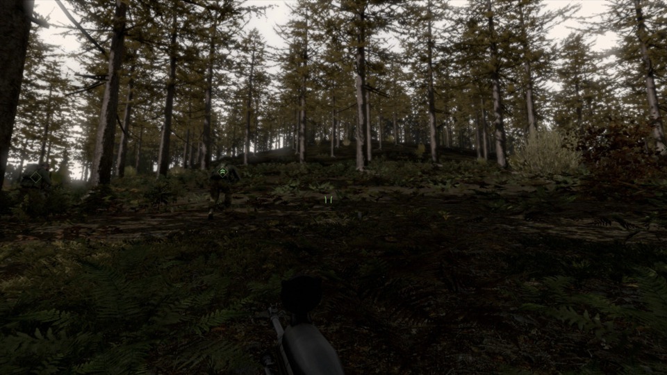  Patrolling a forest. We stumbled upon some enemy tents at the peak and I managed to gun down 4 of them at point blank range. Close call. 