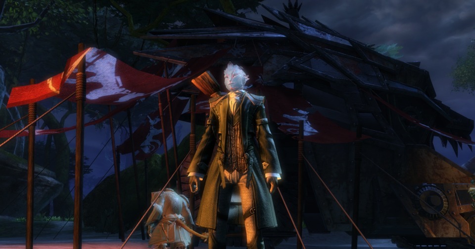 Alhaeran chillin out outside Fort Trinity, looking awesome in his Noble's coat. 