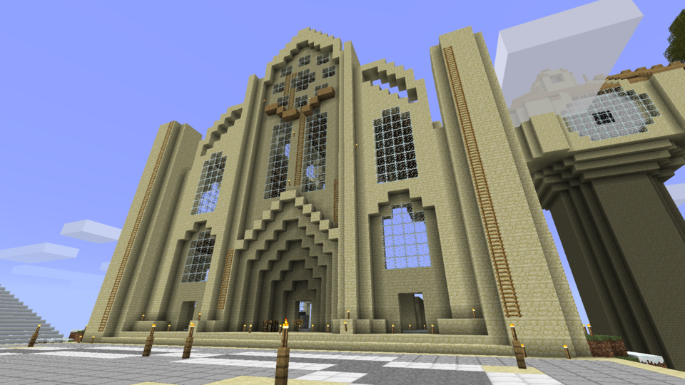  My cathedral (under construction) and a working clocktower! (Elbon's)