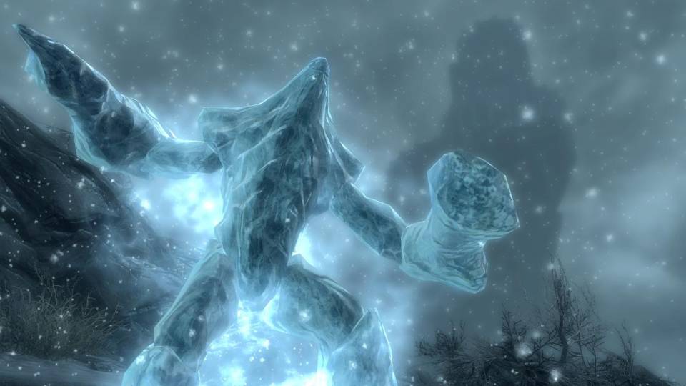 It's not clear in this shot, but fighting through a blizzard in Skyrim is tense, your vision is completely skewered.