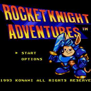 Title screen of Rocket Knight Adventures.