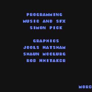 Screenshot of the game credits from the 1992 Commodore 64 game Rodland bearing Simon Pick's name